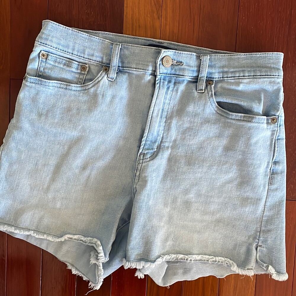 Calvin Klein High Rise Blue Denim Mom Jean Shorts Frayed Hem Summer Festival Y2K